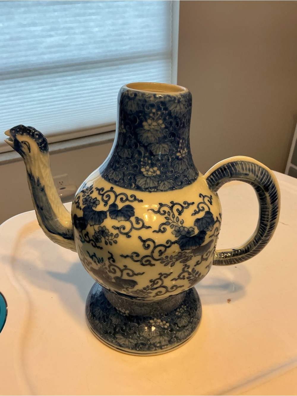 Blue and White Floral Ceramic Teapot - Classic Home Art